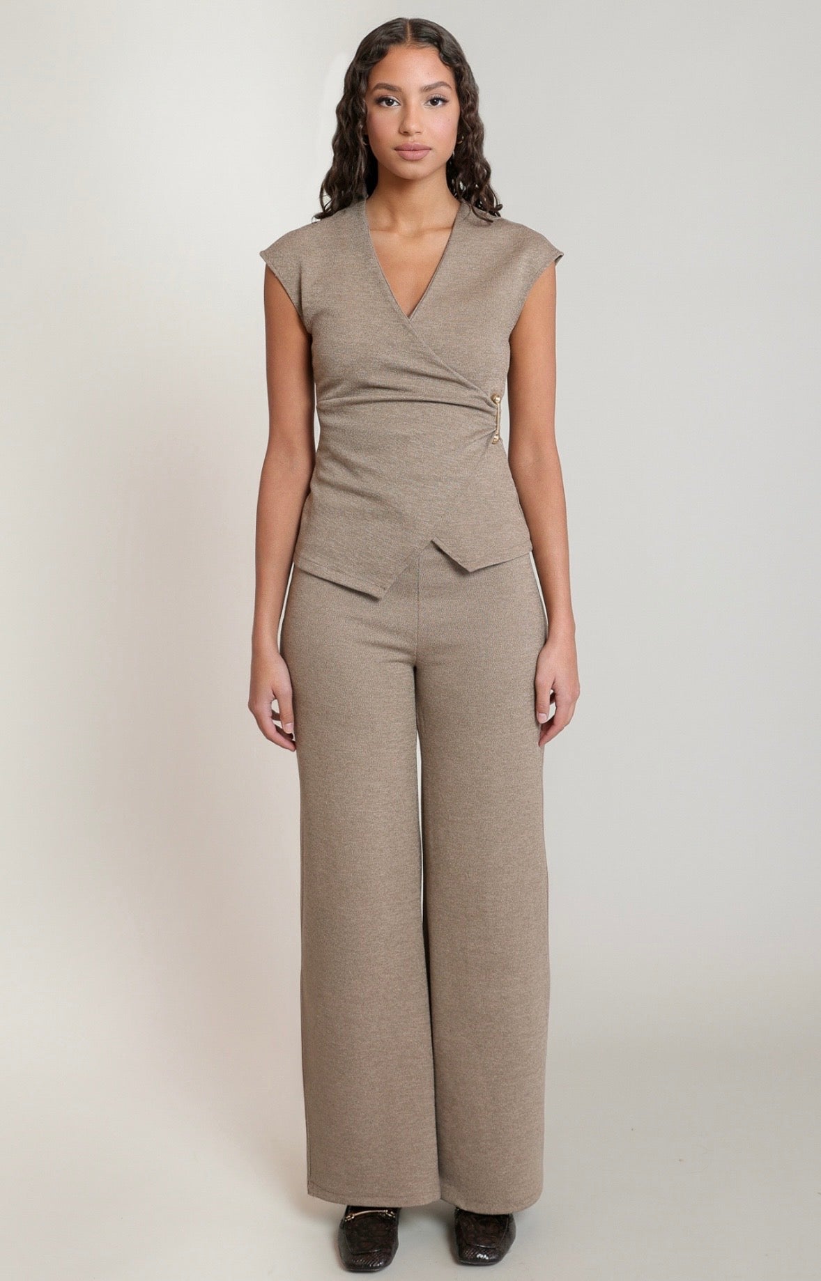 Heather Brown Wide Leg Pants