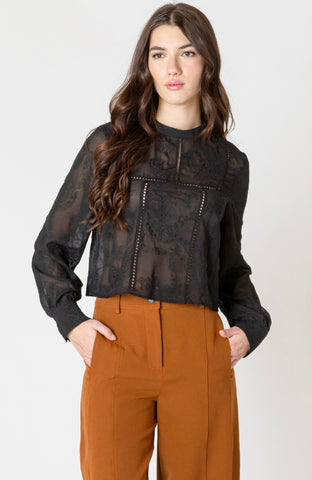 Black Sheer Embroidered Top