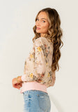 Pink Floral Sheer Cardigan