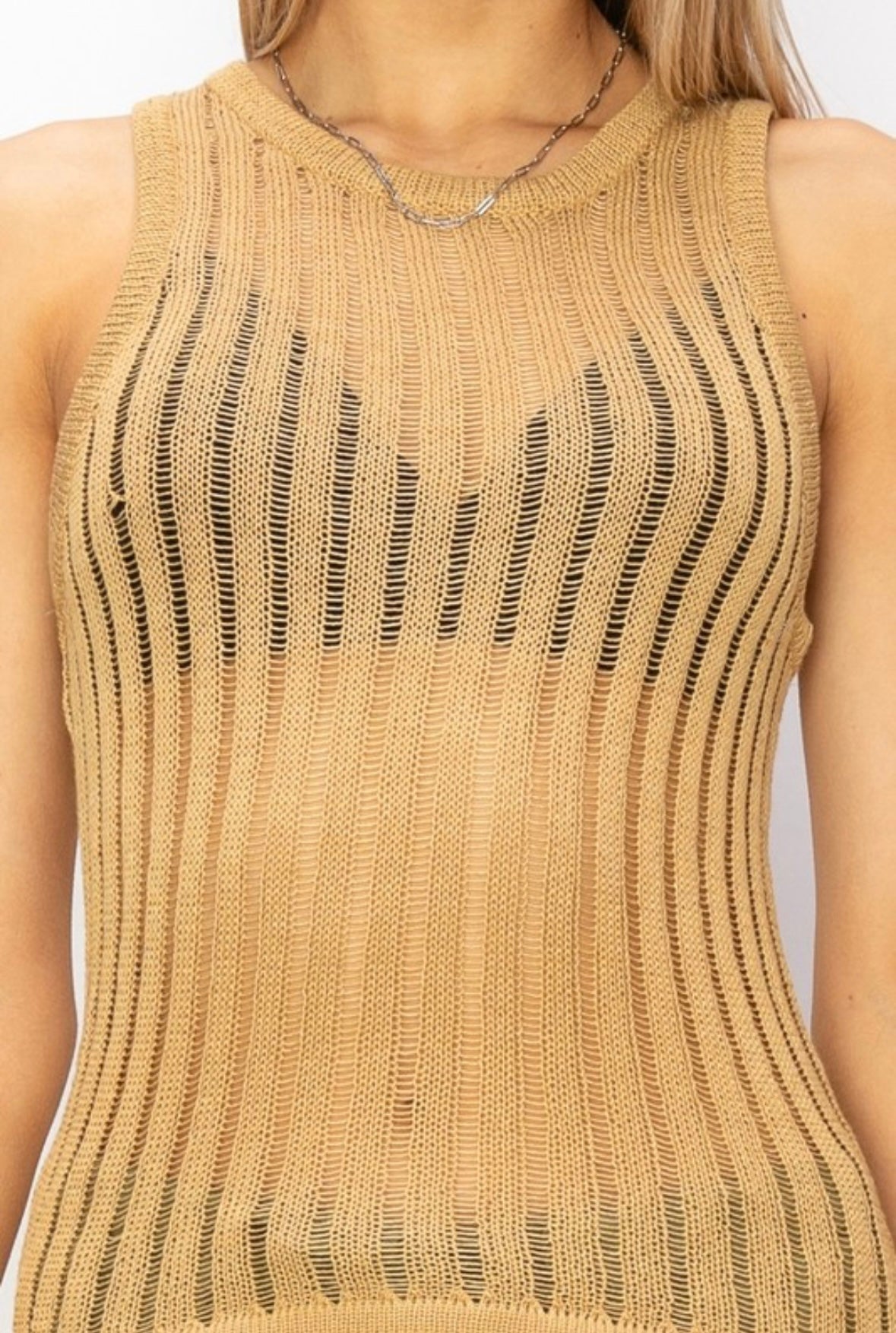 Sand Mesh Knit Tank Top