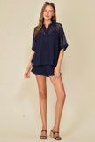 Navy Mesh Top