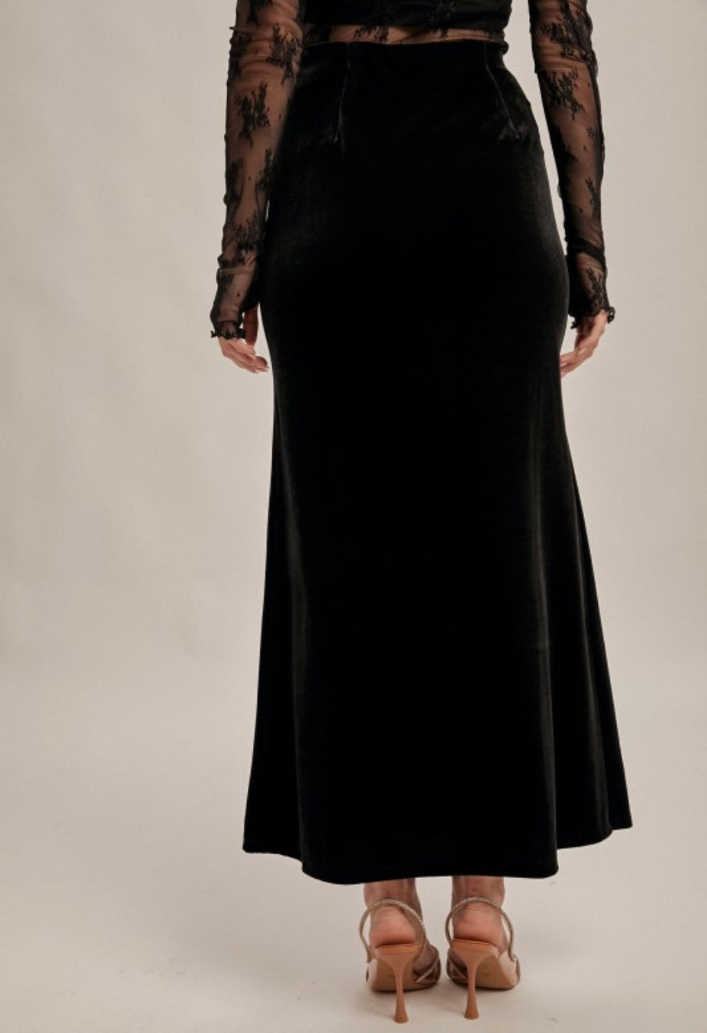 Black Velvet Midi Skirt