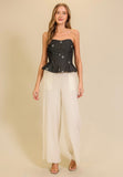 Black Denim Bow Bustier Top
