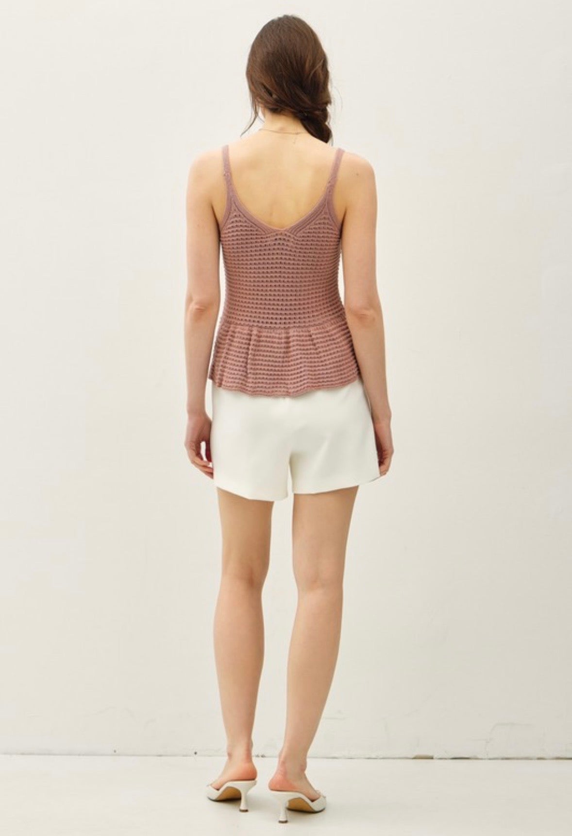 Mauve Crochet Peplum Tank