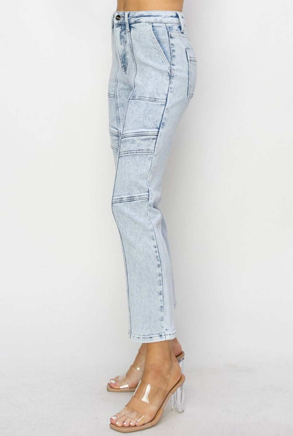 High Rise Crop Stitched Jeans