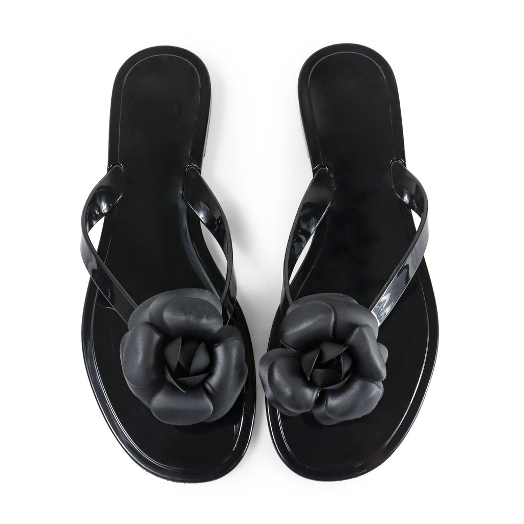 Black Flower Sandals