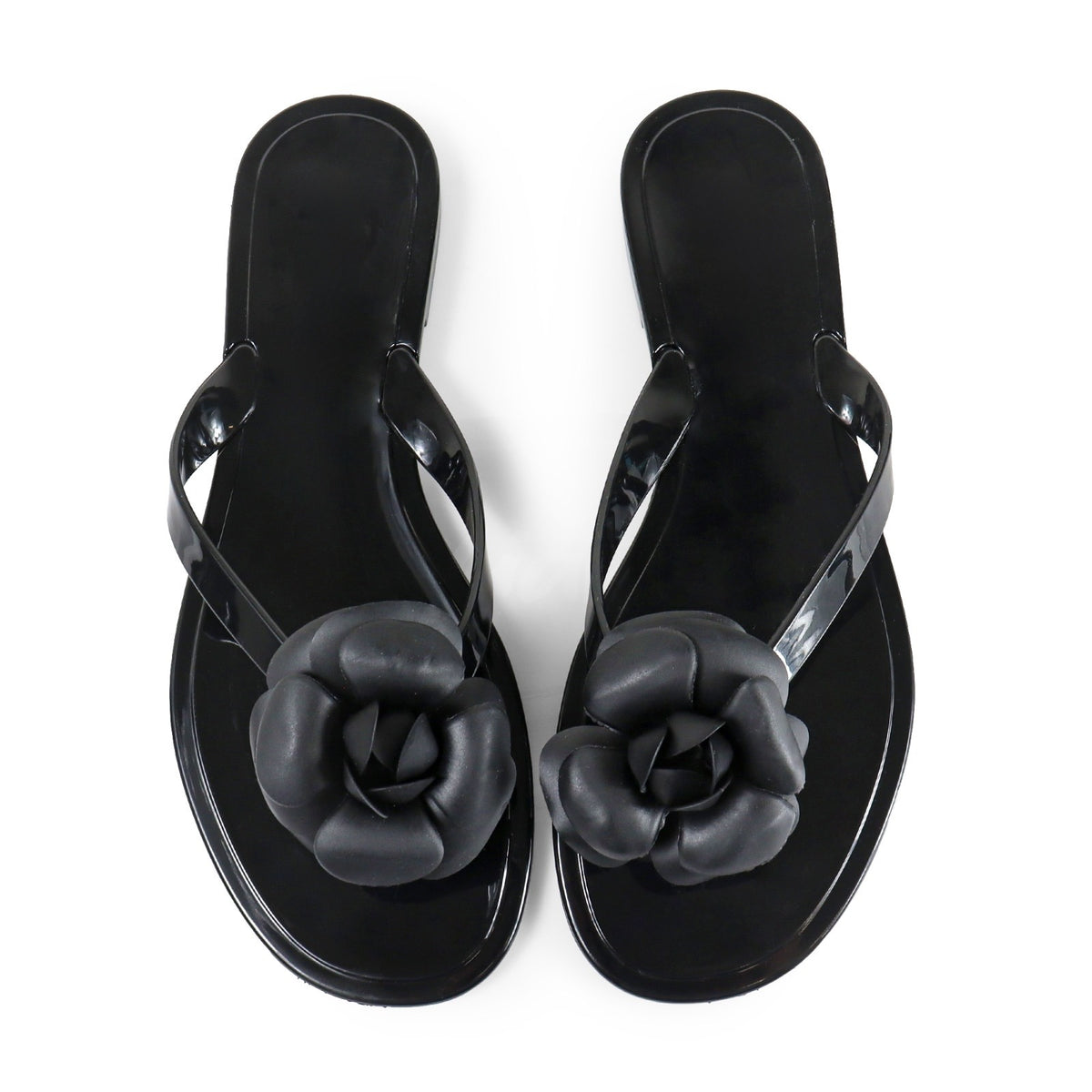 Black Flower Sandals