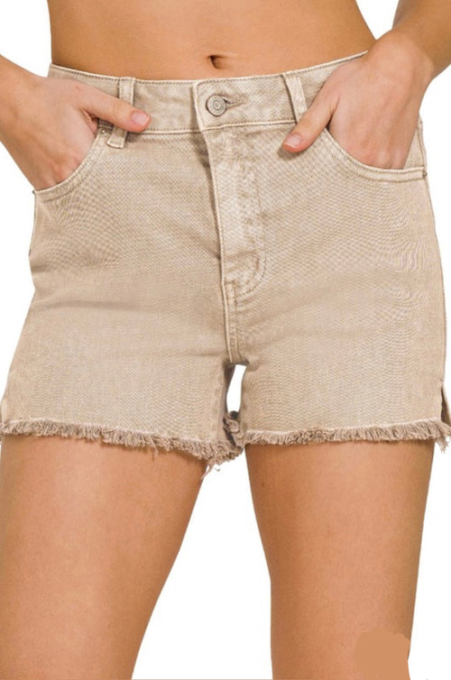 Beige Denim Shorts