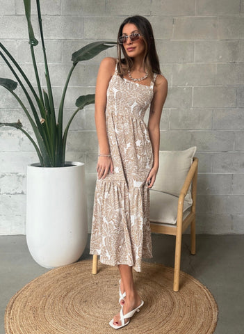 Neutral Palm Maxi Dress