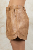 Camel Leatherlike Shorts