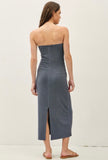 Charcoal Ribbed Strapless Dress