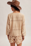 Cream Drawstring Lace Sweater