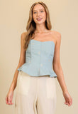 Denim Bow Bustier Top