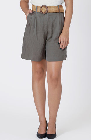 Olive Belted Shorts