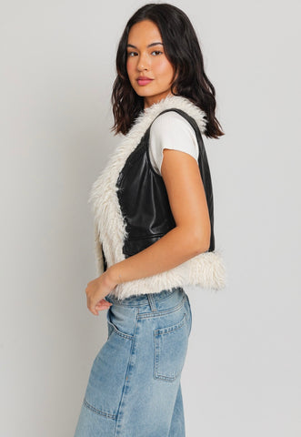 Faux Fur and Leatherlike Vest