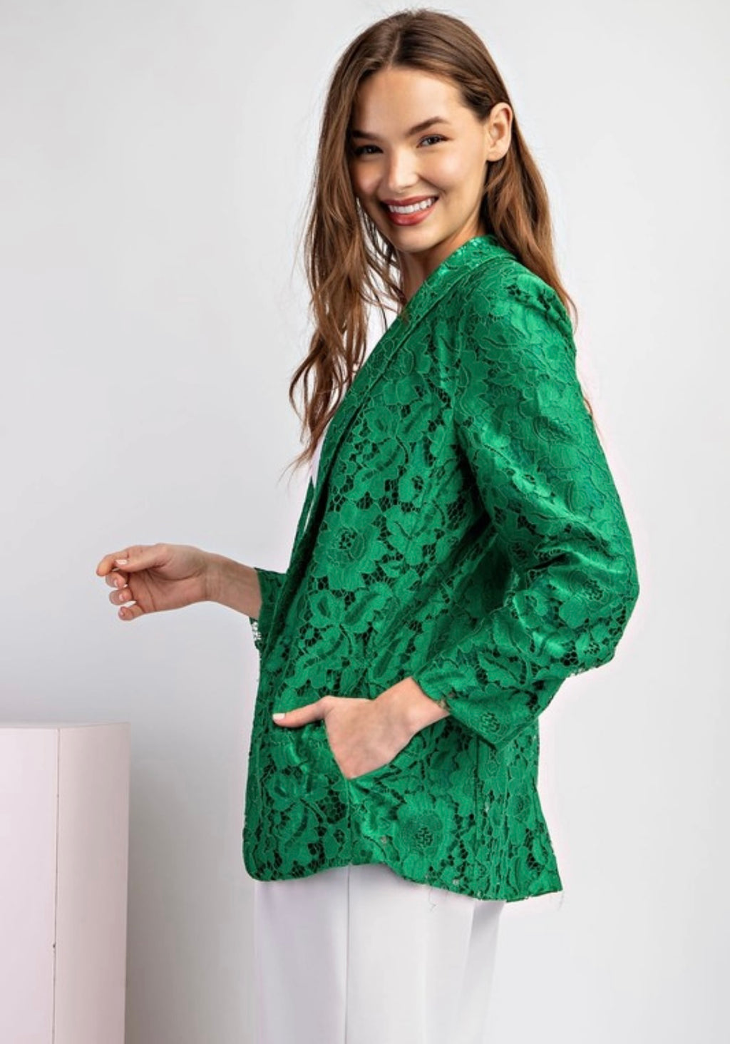 Green Lace Blazer
