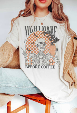 Cream Nightmare Before Coffee Tee