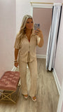 Champagne Accordion Palazzo Pants