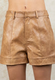 Camel Leatherlike Shorts