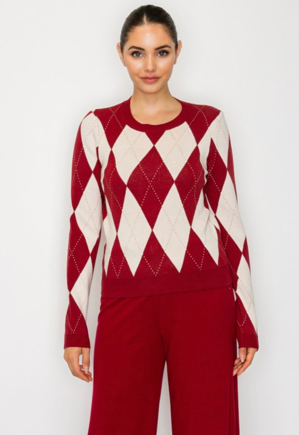 Burgundy Argyle Sweater