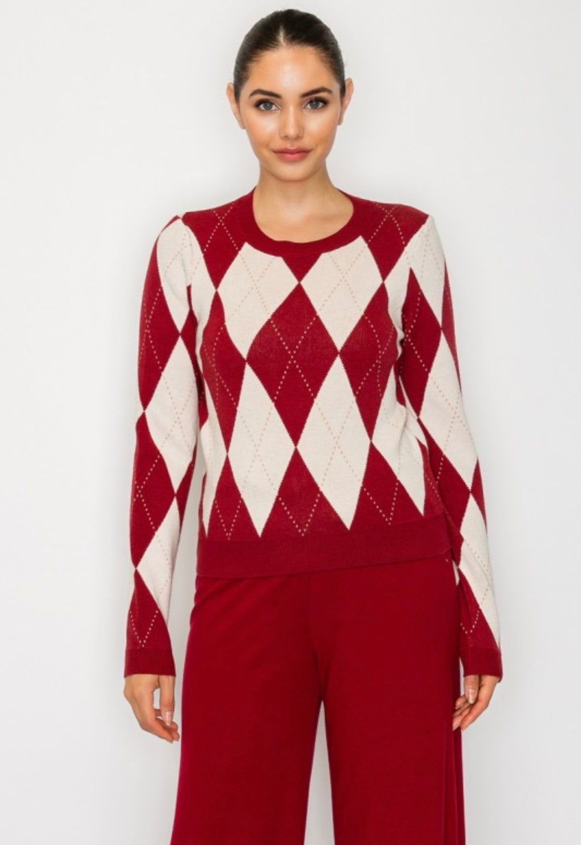 Burgundy Argyle Sweater