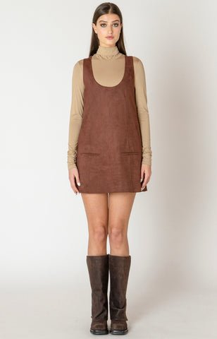 Brown Suede Pinafore Dress