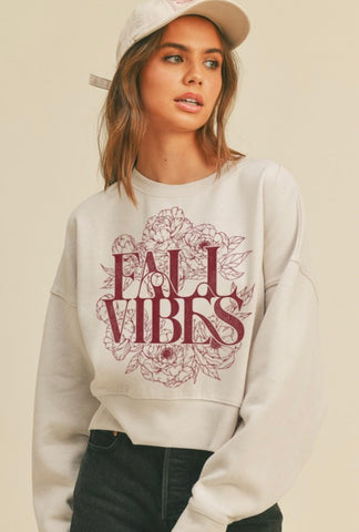 Cream Fall Vibes Cropped Sweatshirt