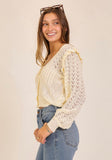 Cream Knit Ruffle Cardigan