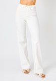 White Braided Wide Leg Jeans