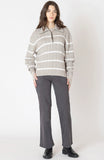 Taupe Stripe Half Zip Sweater