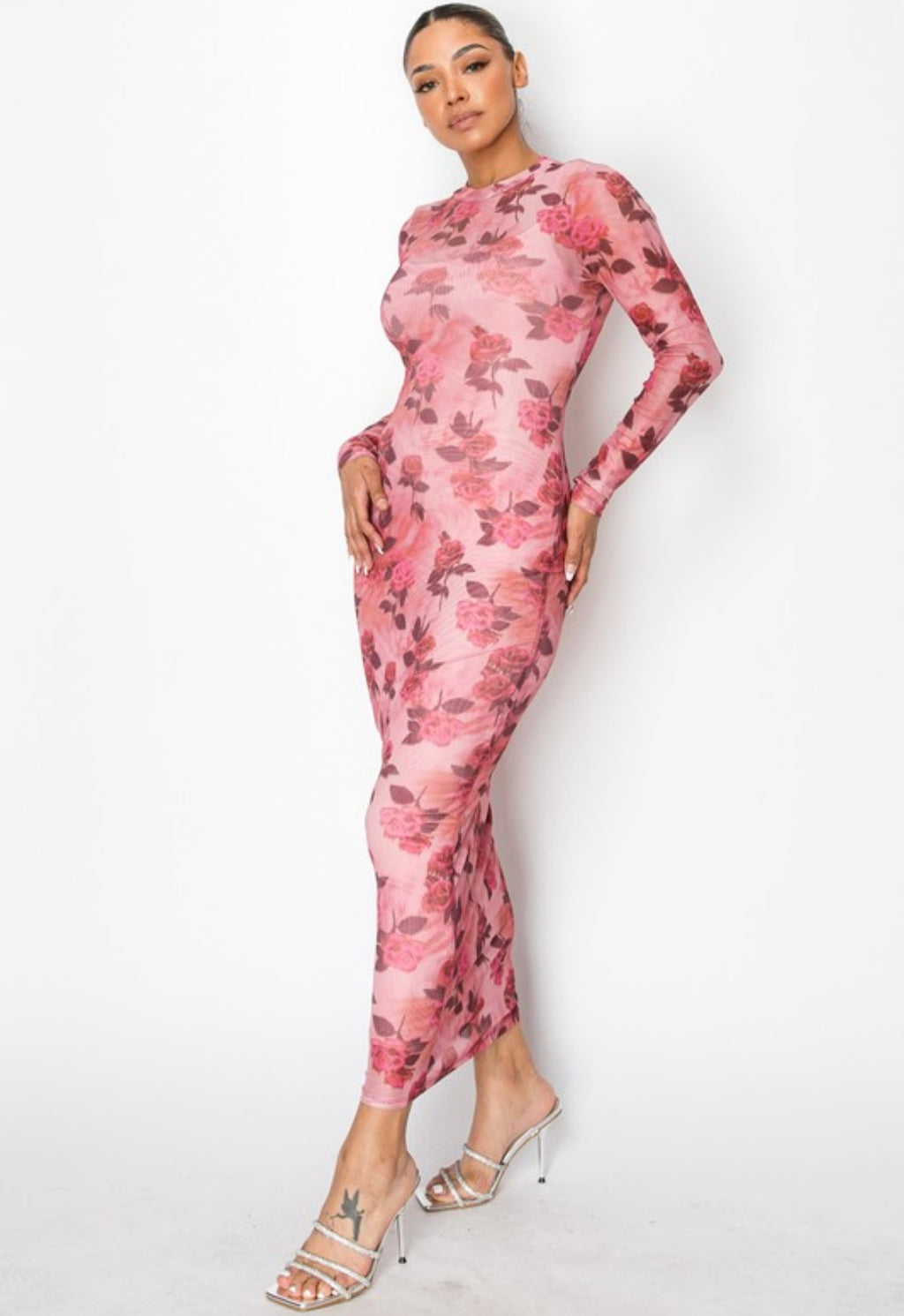 Rose Sheer Maxi Dress