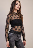 Black Floral Lace Top