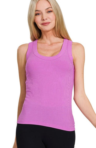 Bright Mauve Ribbed Tank