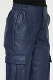 Navy Vegan Leather Jogger