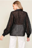 Black Fringe Glitter Button Down