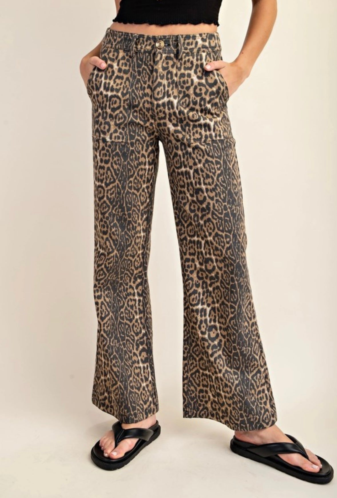 Leopard Print Wide Leg Jeans