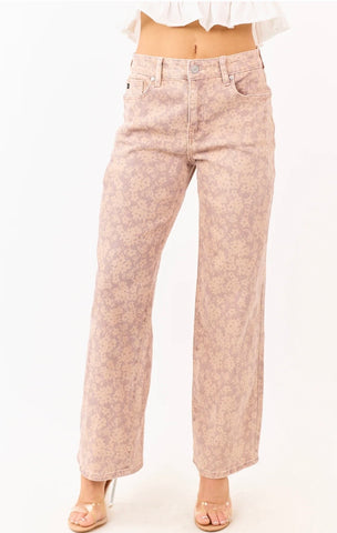 Dusty Rose Floral Jeans