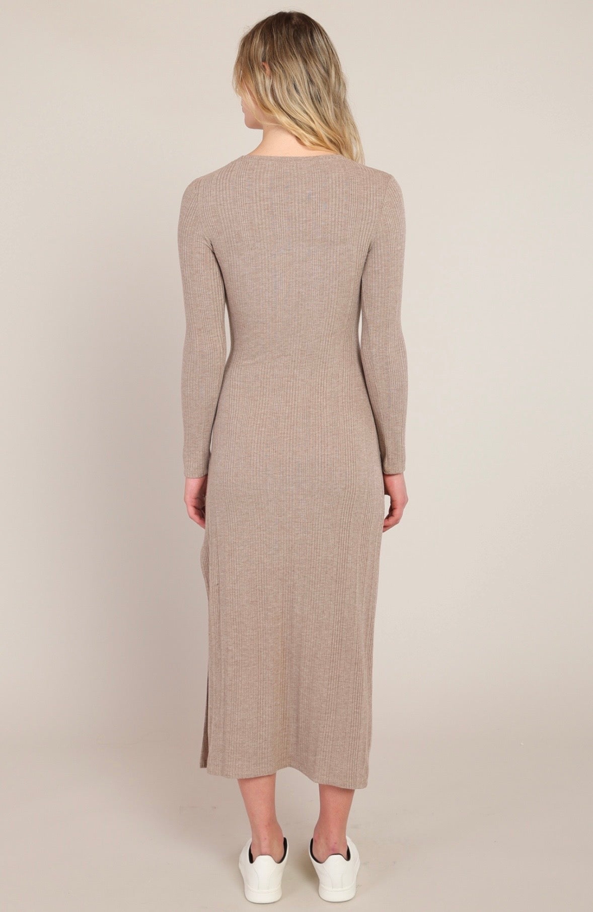 Light Heather Brown Belted Dress
