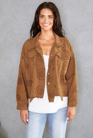 Camel Eyelet Jacket