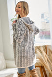 White Hooded Block Cardigan