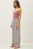 Blue Mixed Print Wide Leg Pants