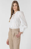 White Eyelet Peasant Top