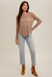 Taupe Foil Mesh Top
