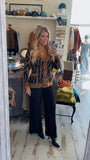 Black Textured Wide Leg Pants