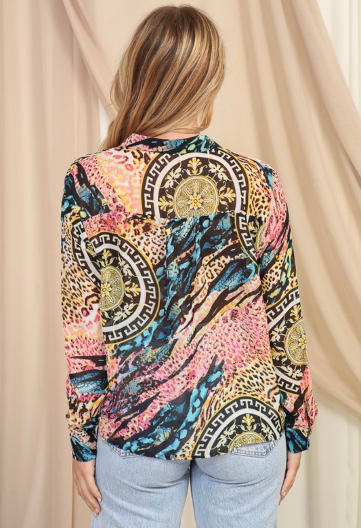 Multicolor Print Button Down