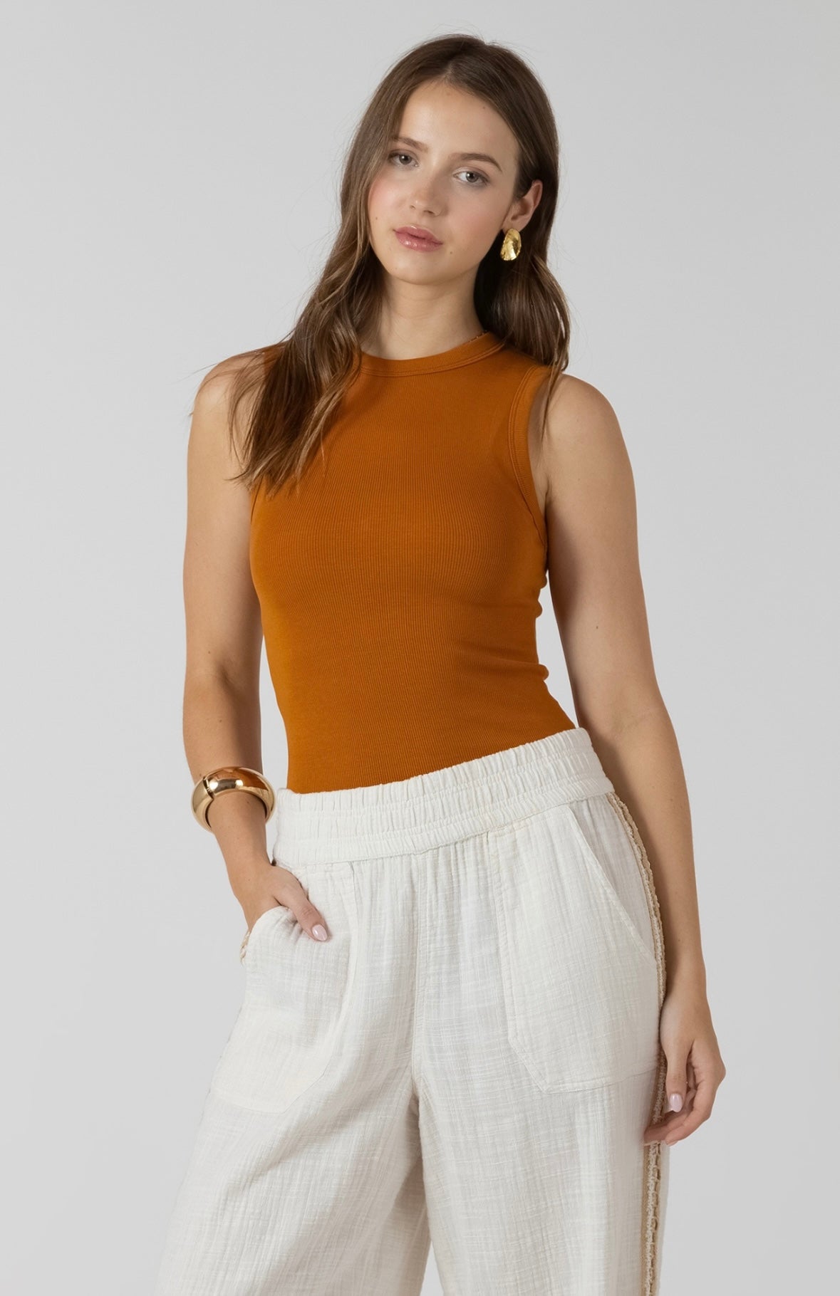 Burnt Orange Seam Tank Top