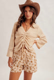 Cream Drawstring Lace Sweater