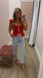 Red Tie Front Top