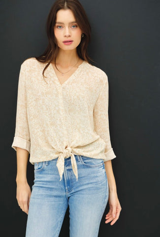 Ivory Print Tie Top
