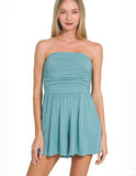 Dusty Teal Strapless Romper